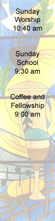 Worship time 10:40 am, Sunday School 9:30 am